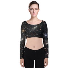 James Webb Space Telescope Deep Field Velvet Long Sleeve Crop Top by PodArtist