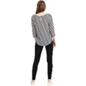 Soot Black and White Handpainted Houndstooth Check Watercolor Pattern Chiffon Quarter Sleeve Blouse View2