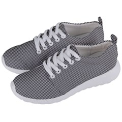 Soot Black And White Handpainted Houndstooth Check Watercolor Pattern Men s Lightweight Sports Shoes by PodArtist