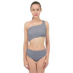 Soot Black And White Handpainted Houndstooth Check Watercolor Pattern Spliced Up Two Piece Swimsuit by PodArtist