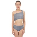 Soot Black and White Handpainted Houndstooth Check Watercolor Pattern Spliced Up Two Piece Swimsuit View1