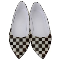 Large Black And White Watercolored Checkerboard Chess Women s Low Heels by PodArtist