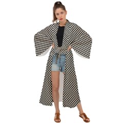 Small Black And White Watercolor Checkerboard Chess Maxi Kimono by PodArtist