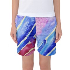 Painting-abstract-blue-pink-spots Women s Basketball Shorts by Jancukart