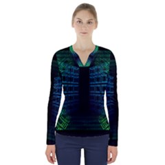 Technology-artificial-intelligence V-neck Long Sleeve Top by Jancukart