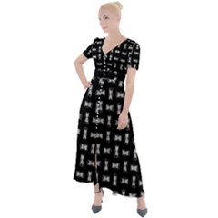 Fantasy Ethnic Caricature Motif Pattern Button Up Short Sleeve Maxi Dress by dflcprintsclothing