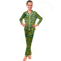 Abstract Pattern Geometric Backgrounds Kid s Satin Long Sleeve Pajamas Set by Eskimos