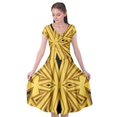 Abstract Pattern Geometric Backgrounds Cap Sleeve Wrap Front Dress by Eskimos