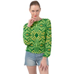 Abstract Pattern Geometric Backgrounds Banded Bottom Chiffon Top by Eskimos