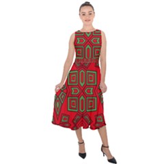 Abstract Pattern Geometric Backgrounds Midi Tie-back Chiffon Dress by Eskimos