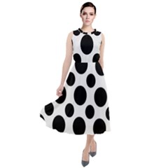 Seamless-polkadot-white-black Round Neck Boho Dress by nate14shop