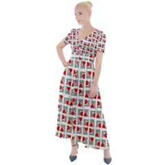 Spanish Love Phrase Motif Pattern Button Up Short Sleeve Maxi Dress by dflcprintsclothing