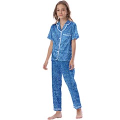 Jeans Blue  Kids  Satin Short Sleeve Pajamas Set by artworkshop