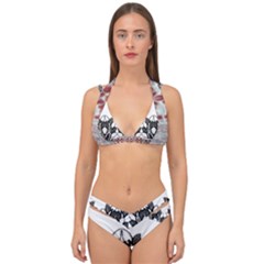 Im Fourth Dimension Black White Double Strap Halter Bikini Set by imanmulyana