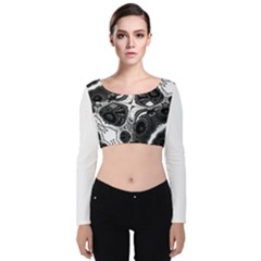 Im Fourth Dimension Black White 4 Velvet Long Sleeve Crop Top by imanmulyana