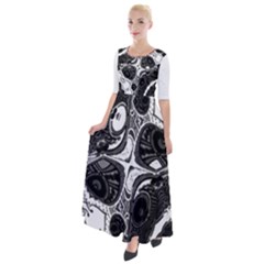 Im Fourth Dimension Black White 4 Half Sleeves Maxi Dress by imanmulyana