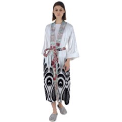 Im Fourth Dimension Black White 5 Maxi Satin Kimono by imanmulyana