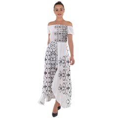 Im Fourth Dimension Black White 7 Off Shoulder Open Front Chiffon Dress by imanmulyana