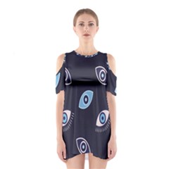 Eyes Evil Eye Blue Pattern Design Shoulder Cutout One Piece Dress by artworkshop