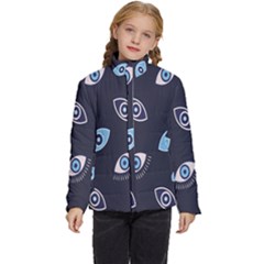 Eyes Evil Eye Blue Pattern Design Kids  Puffer Bubble Jacket Coat by artworkshop