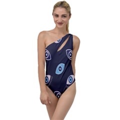 Eyes Evil Eye Blue Pattern Design To One Side Swimsuit by artworkshop