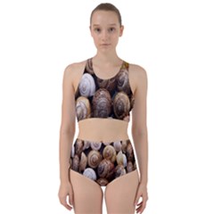 Snail Shells Pattern Arianta Arbustorum Racer Back Bikini Set by artworkshop