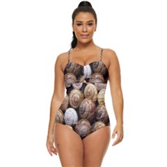 Snail Shells Pattern Arianta Arbustorum Retro Full Coverage Swimsuit by artworkshop