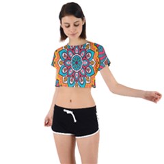 Mandala Spirit Tie Back Short Sleeve Crop Tee by zappwaits