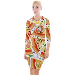 Pizza Love Quarter Sleeve Hood Bodycon Dress by designsbymallika