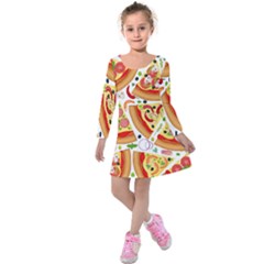 Pizza Love Kids  Long Sleeve Velvet Dress by designsbymallika