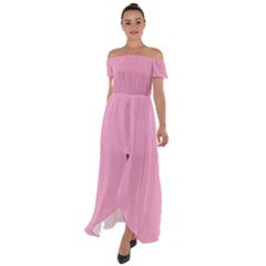 Background Pink Modern Off Shoulder Open Front Chiffon Dress by nateshop