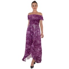 Background Purple Love Off Shoulder Open Front Chiffon Dress by nateshop