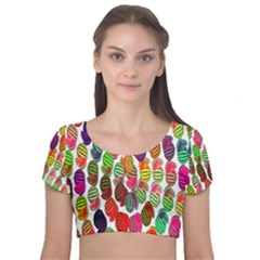 Watermelon Velvet Short Sleeve Crop Top  by nateshop