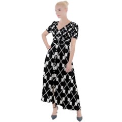 Abstract-black Button Up Short Sleeve Maxi Dress by nateshop