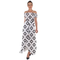 Black-white Off Shoulder Open Front Chiffon Dress by nateshop