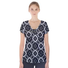 Digital Short Sleeve Front Detail Top by nateshop