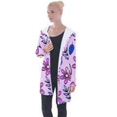 Flowers Purple Longline Hooded Cardigan by nateshop