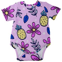 Flowers Purple Baby Short Sleeve Onesie Bodysuit by nateshop