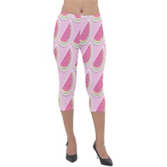 Melons Lightweight Velour Capri Leggings  by nateshop