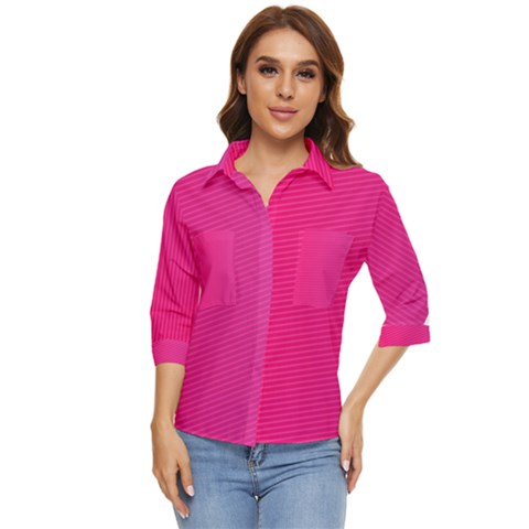 Pattern-pink Women s Quarter Sleeve Pocket Shirt by nateshop