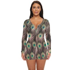 Bird-peacock Long Sleeve Boyleg Swimsuit by nateshop