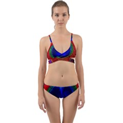 Peacock Plumage Fearher Bird Pattern Wrap Around Bikini Set by Sapixe