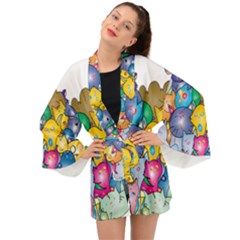 Cats Cartoon Cats Colorfulcats Long Sleeve Kimono by Sapixe