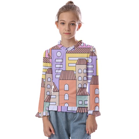 Houses City Architecture Building Kids  Frill Detail Tee by Sapixe