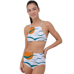 Sunset Glow Sun Bird High Waist Tankini Set by Sapixe