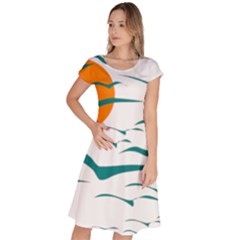 Sunset Glow Sun Bird Classic Short Sleeve Dress by Sapixe