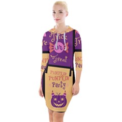 Halloween Cute Cartoon Quarter Sleeve Hood Bodycon Dress by Sapixe