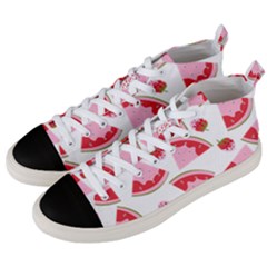 Pink Watermeloon Men s Mid-top Canvas Sneakers by Sapixe