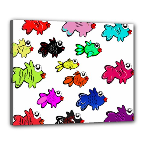 Fish Fishes Marine Life Swimming Water Canvas 20  X 16  (stretched) by Sapixe