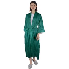 Background-green Maxi Satin Kimono by nateshop